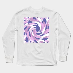 1960's Retro Psychedelic Dot Pattern in Purple, Pink and White Long Sleeve T-Shirt